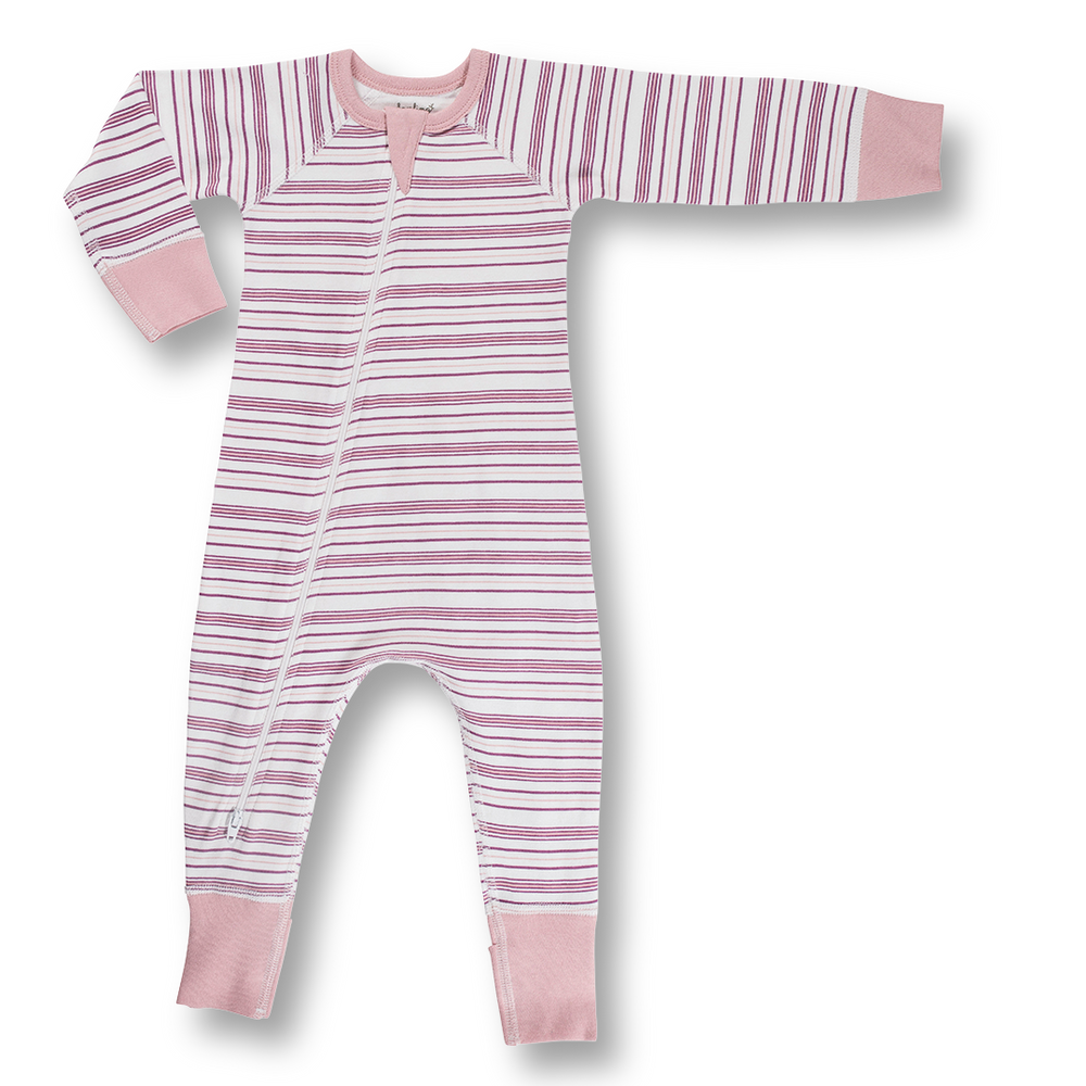 Girl Field Stripe Zip Romper - Sapling Organic Baby Clothes