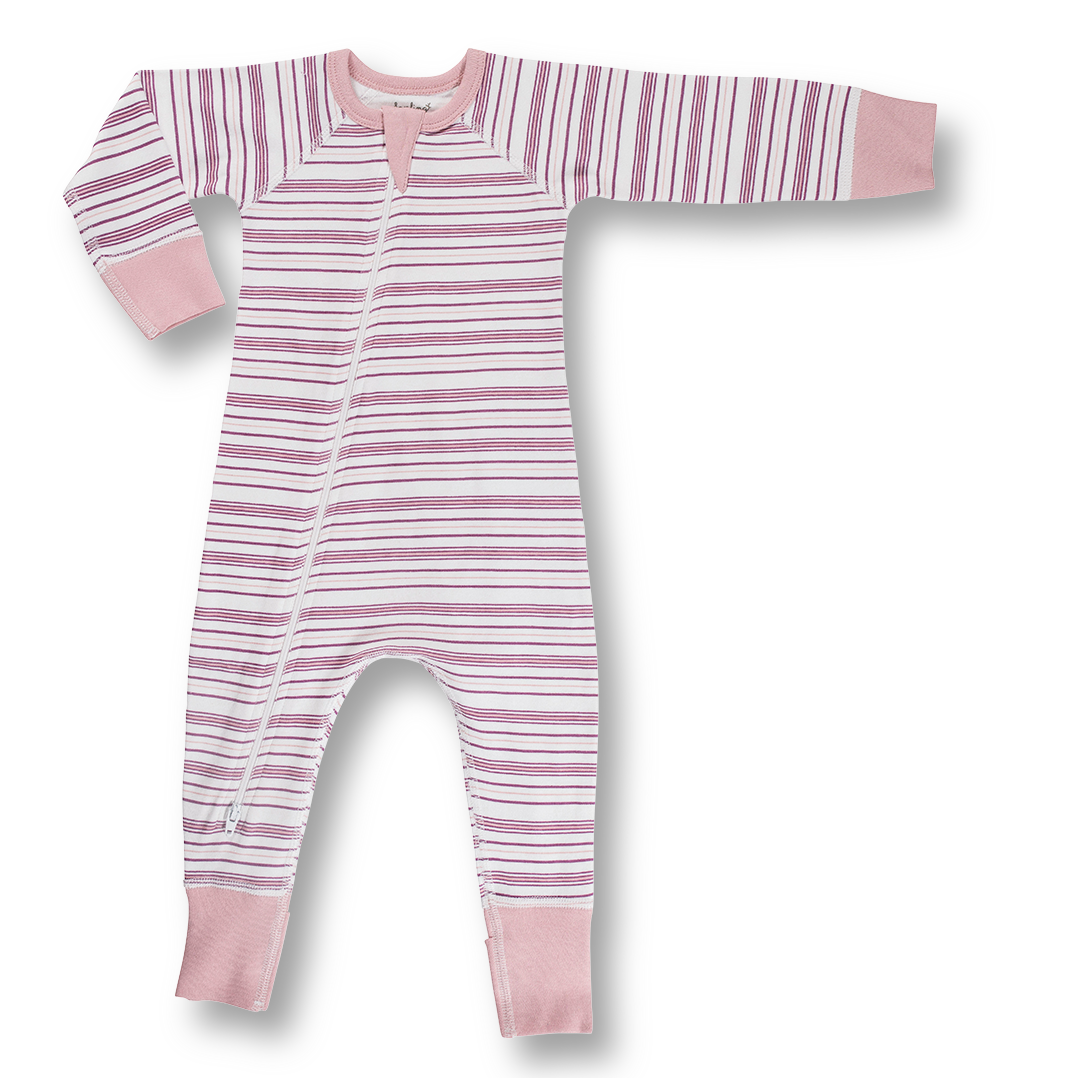 Girl Field Stripe Zip Romper - Sapling Organic Baby Clothes