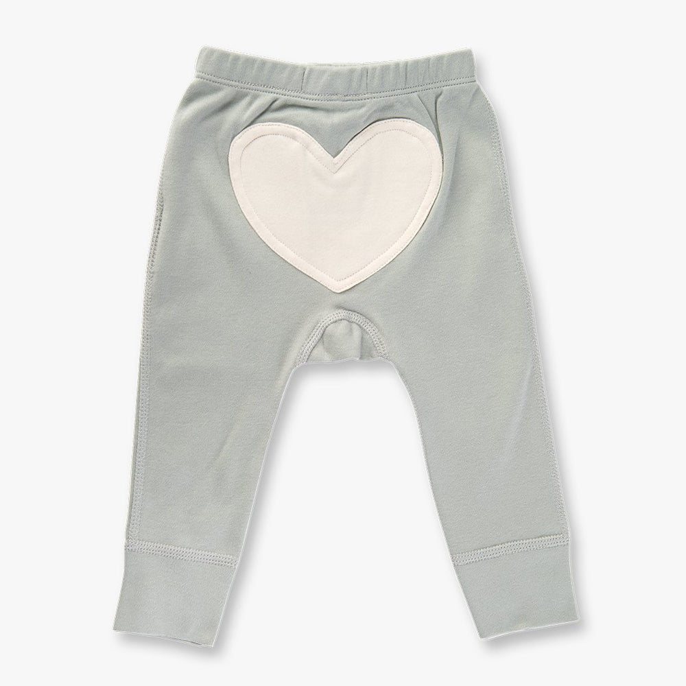 Dove Grey Heart Pants - Sapling Organic Baby Clothes