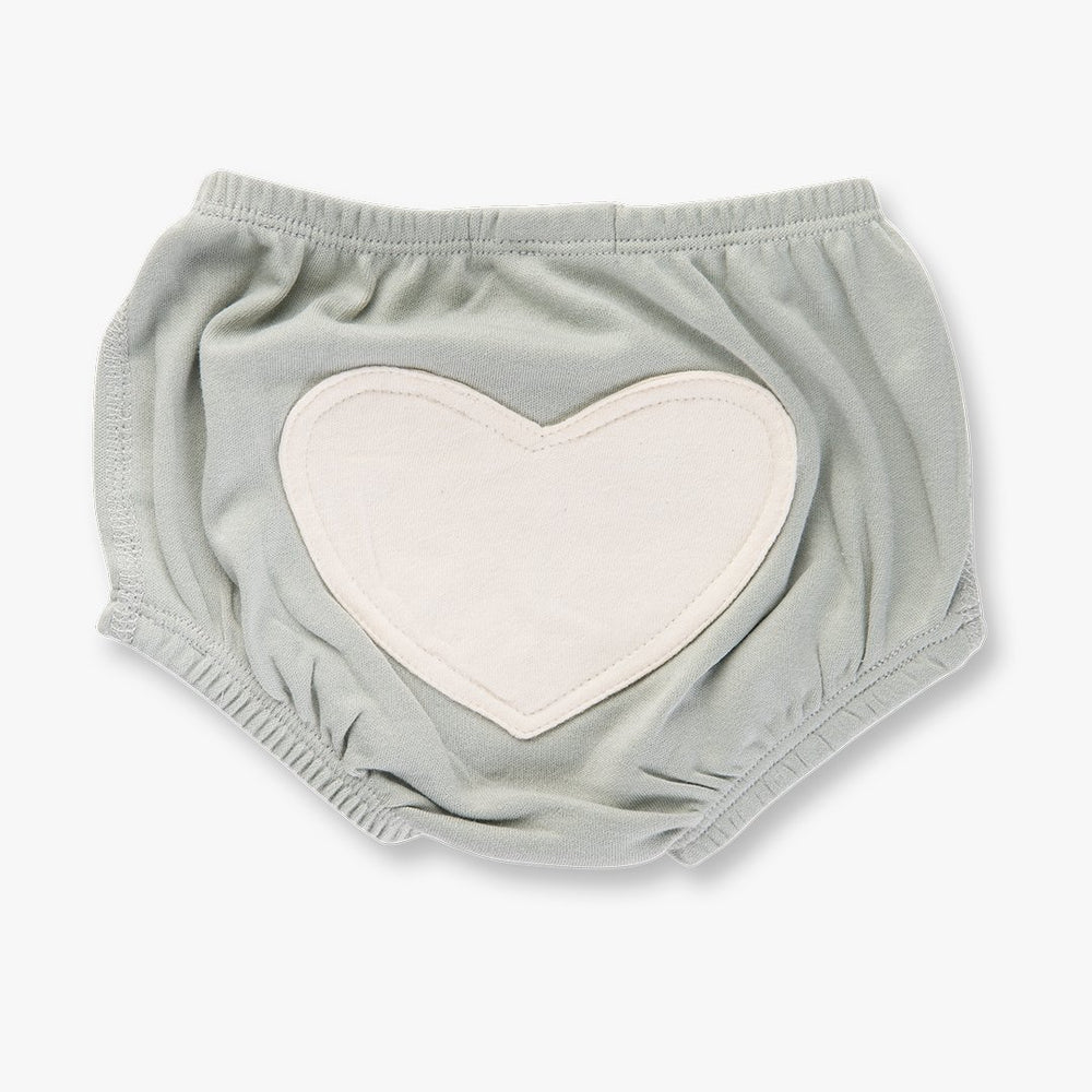 Dove Grey Heart Bloomers - Sapling Organic Baby Clothes