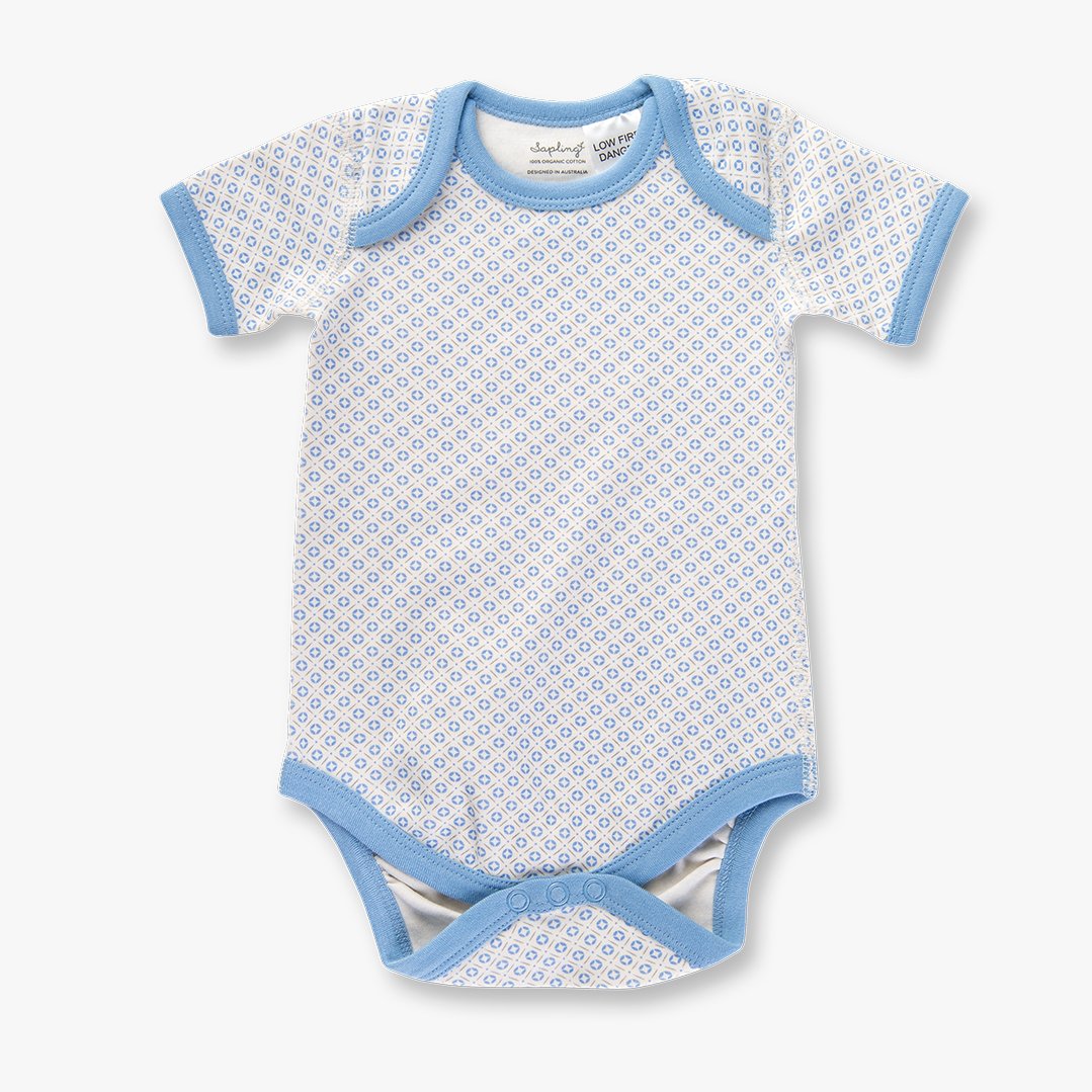 Little Boy Blue Short Sleeve Bodysuit - Sapling Organic Baby Clothes