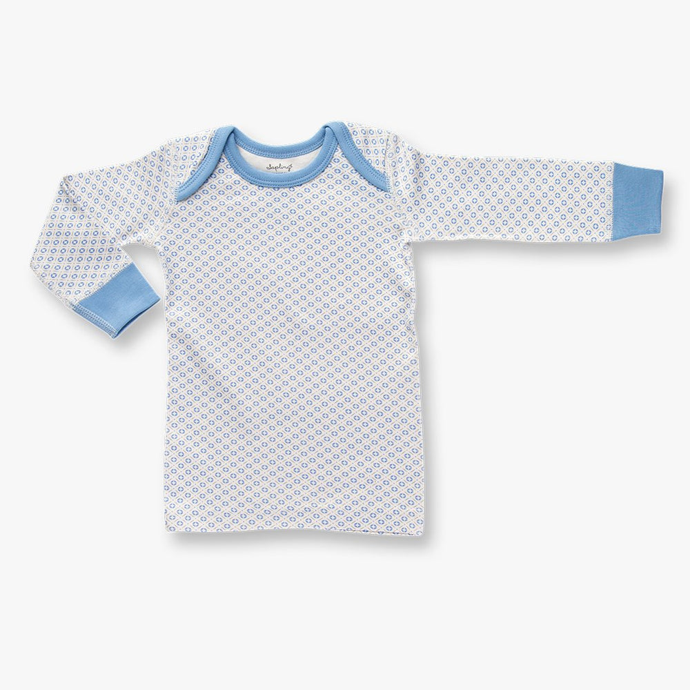 Blue Organic Long-Sleeve Baby Tee 0-3M / Blue / Grey / White