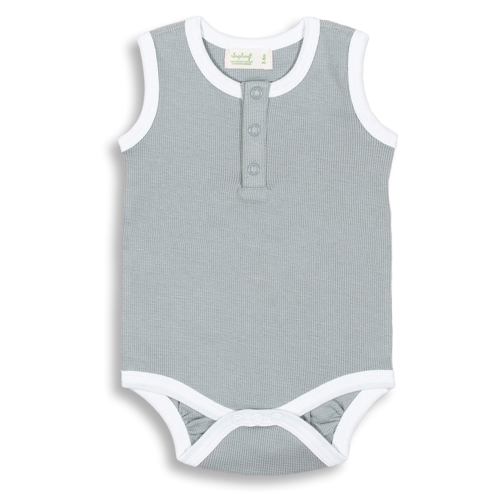 Alpine Grey Waffle Tank Bodysuit - Sapling Organic Baby Clothes