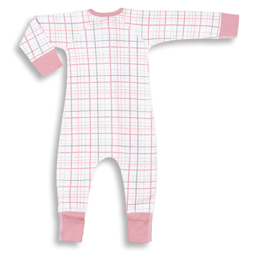 
                  
                    Blush Plaid Zip Romper - Sapling Organic Baby Clothes
                  
                