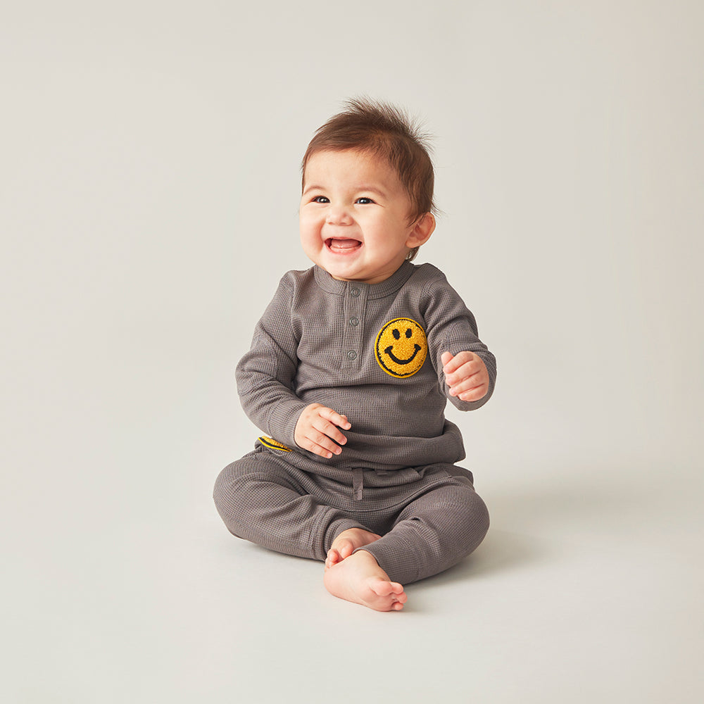 Organic Baby Waffle Tee - Be Happy – Sapling Child